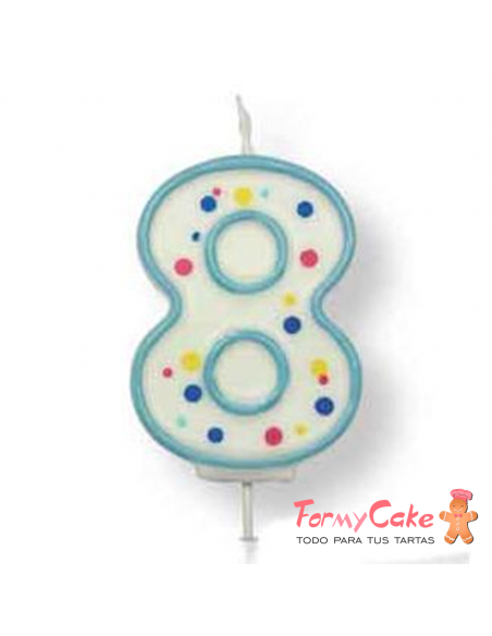 Velas para Tartas Azul Número 8 PME