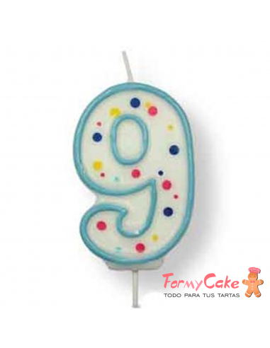 Velas para Tartas Azul Número 9 PME