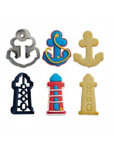 Kit 2 Cortadores Faro y Ancla Decora