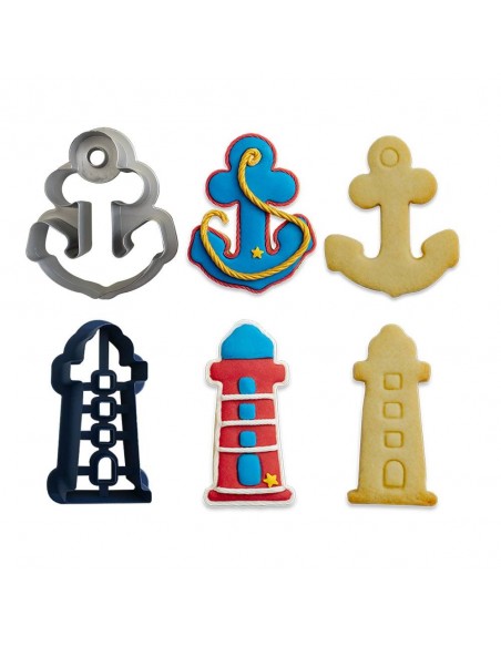 Kit 2 Cortadores Faro y Ancla Decora