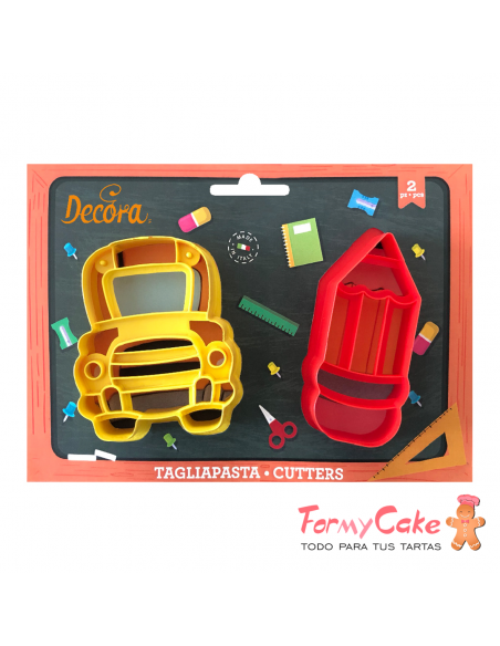 Kit 2 Cortadores Autobús y Lápiz Decora