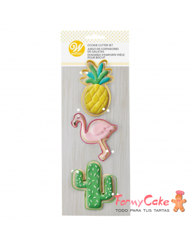 Set Cortadores Piña, Flamingo y Cactus, 3ud. Wilton