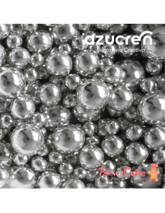 Mix Perlas Plata Metalizadas Azucren 4-6-8MM 90gr