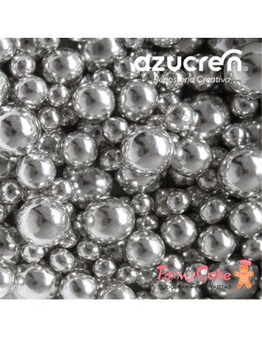 Mix Perlas Plata Metalizadas Azucren 4-6-8MM 90gr