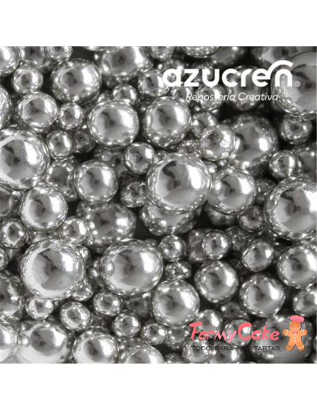 Mix Perlas Plata Metalizadas Azucren 4-6-8MM 90gr