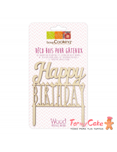 Topper Madera Happy Birthday ScrapCooking