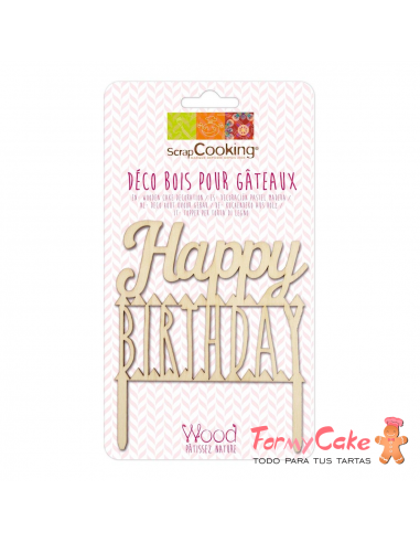 Topper Madera Happy Birthday ScrapCooking