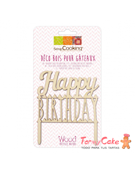 Topper Madera Happy Birthday ScrapCooking