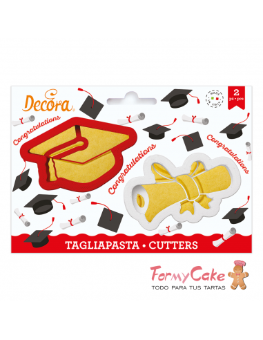 Kit 2 Cortadores Birrete y Diploma Decora