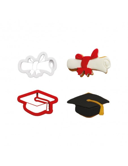 Kit 2 Cortadores Birrete y Diploma Decora