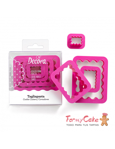 Set 4 Cortadores De rectángulo rizado Decora