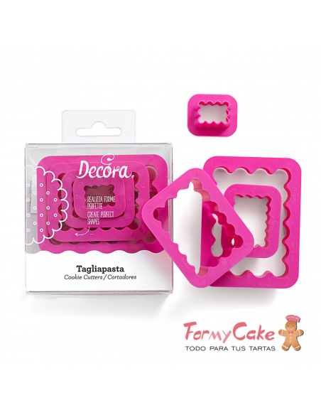 Set 4 Cortadores De rectángulo rizado Decora