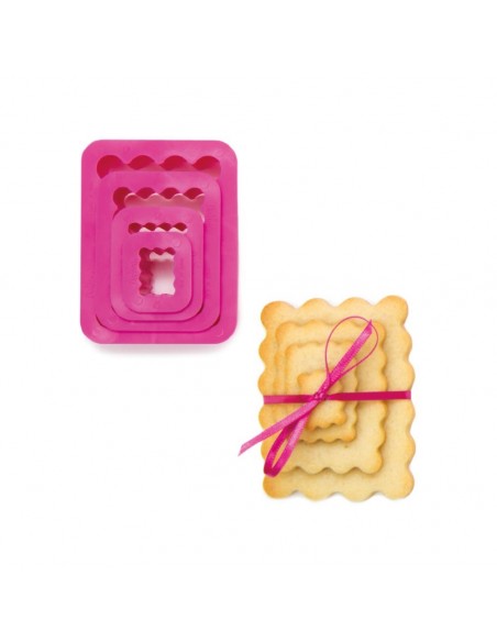 Set 4 Cortadores De rectángulo rizado Decora