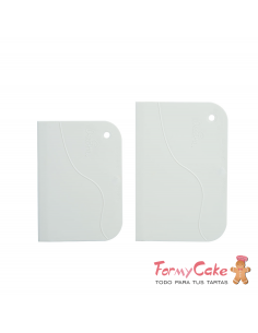 Set de Espátulas para Cobertura, Plástico, Blanco, 2 Ud. Decora