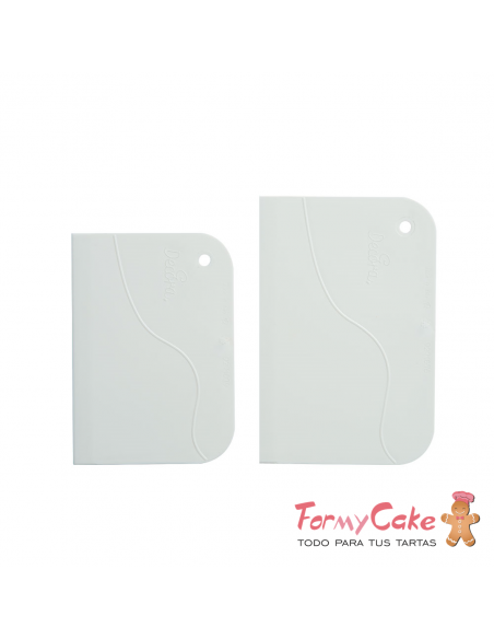 Set de Espátulas para Cobertura, Plástico, Blanco, 2 Ud. Decora