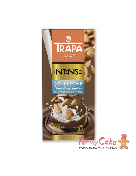 Tableta Chocolate Leche con Almendra 175gr Trapa