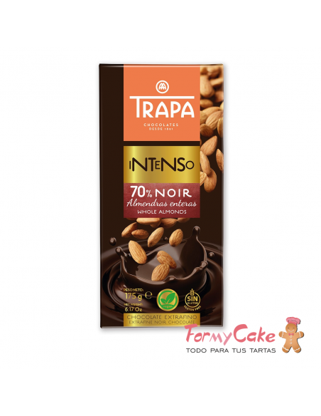 Tableta Chocolate Negro 70% Con Almendras 175gr Trapa