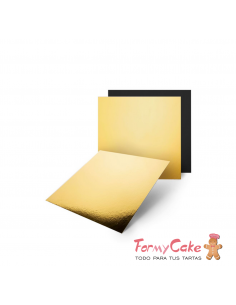 Base Cuadrada Oro/Negra para Tartas 15cm Pastkolor