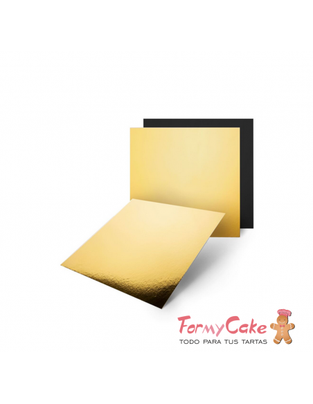 Base Cuadrada Oro/Negra para Tartas 15cm Pastkolor