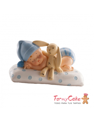 Figura para Tarta Bautizo Bebé con Peluche Azul Dekora