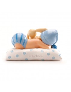 Figura para Tarta Bautizo Bebé con Peluche Azul Dekora 2