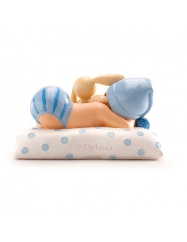 Figura para Tarta Bautizo Bebé con Peluche Azul Dekora