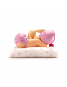 Figura para Tarta Bautizo Bebé con Peluche Rosa Dekora 2