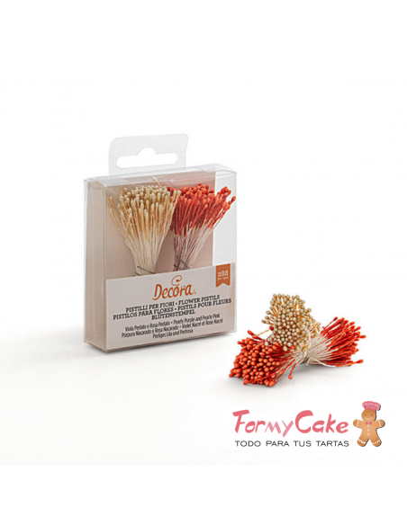 Pistilos Blanco Perla y Naranja 288ud Decora