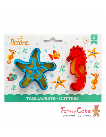 Kit 2 Cortadores Estrella Y Caballito De Mar Decora