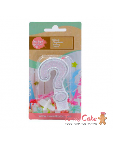 Vela Blanca y Plateada Símbolo ? Pastkolor