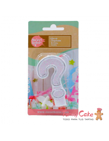 Vela Blanca y Plateada Símbolo ? Pastkolor