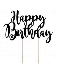 Topper Para Tarta Happy Birthday Negro Partydecor 2