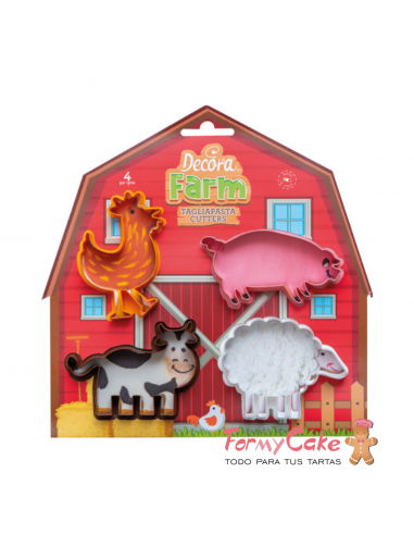 Set 4 Cortadores De Animales Granja Decora