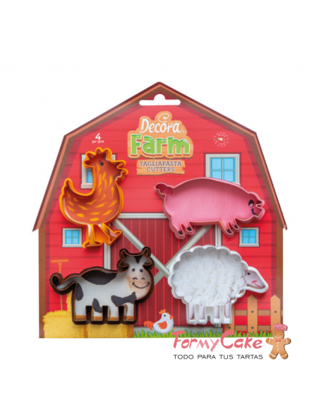 Set 4 Cortadores De Animales Granja Decora