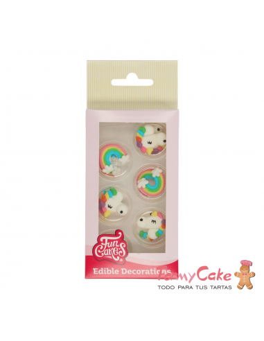 Decoración Azucar Arcoiris y Unicornios 8ud