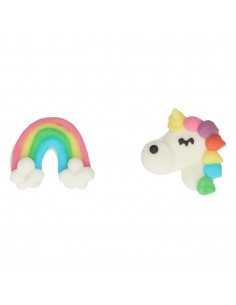 Decoración Azucar Arcoiris y Unicornios 8ud 2