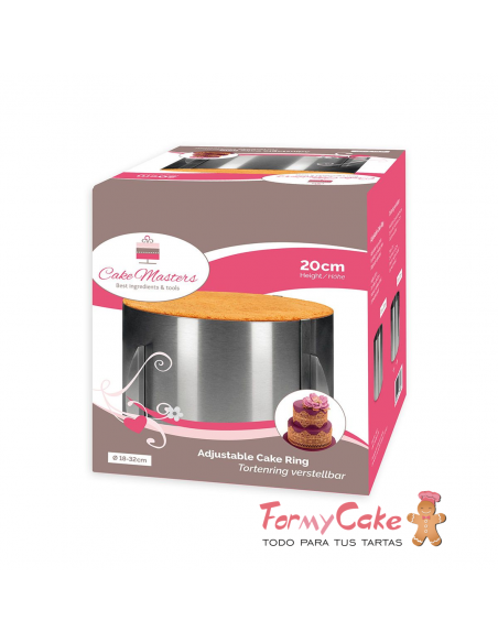 Molde Metal Redondo Ajustable 20cm Alto Cake Frame