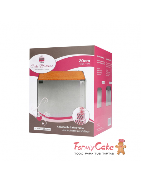 Molde Metal Cuadrado Ajustable 20cm Alto Cake Frame