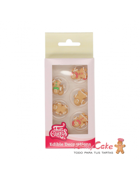 Decoración Azucar Muneco de jengibre 8ud Funcakes