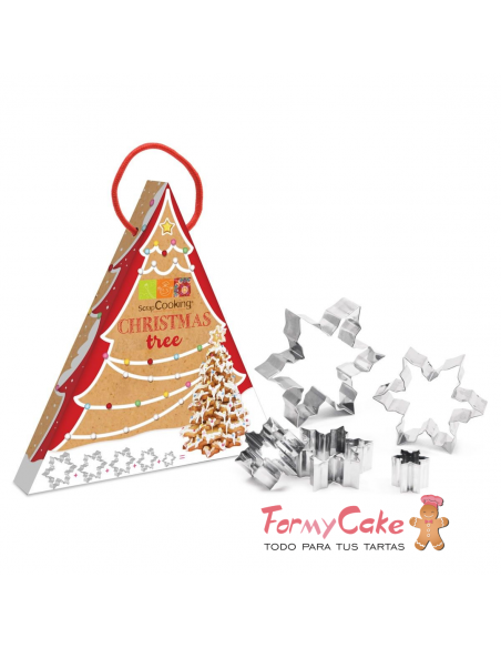 Set Cortadores Galletas Navideñas Arbol De Navidad Scrapcooking
