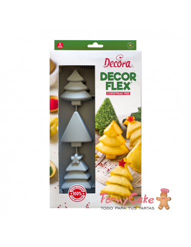 Molde de Silicona Árbol Navidad 6 Cavidades Decora