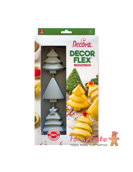 Molde de Silicona Árbol Navidad 6 Cavidades Decora