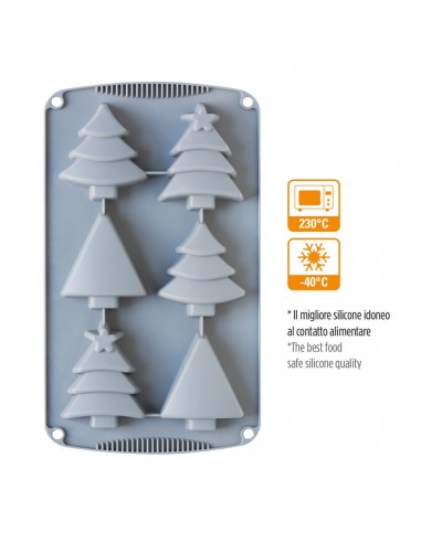 Molde de Silicona Árbol Navidad 6 Cavidades Decora
