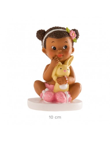 Figura para Tarta Bautizo Niña Sentada Con Conejito Dekora