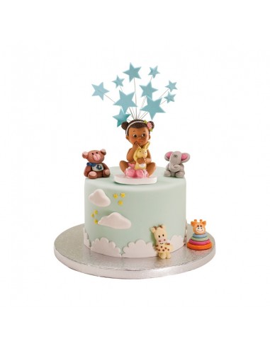 Figura para Tarta Bautizo Niña Sentada Con Conejito Dekora