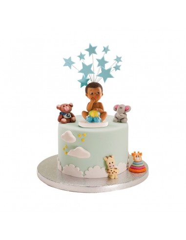 Figura para Tarta Bautizo Niño Sentado Con Pelota Dekora