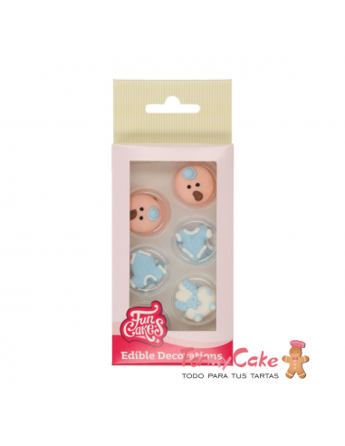 Set Decoraciones De Azúcar Bebé Niño, 12ud. Funcakes