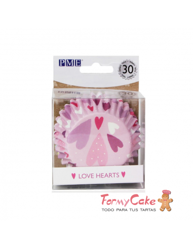 Cápsulas Aluminio Corazones Rosa 30ud PME