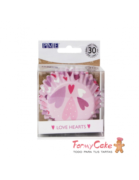 Cápsulas Aluminio Corazones Rosa 30ud PME