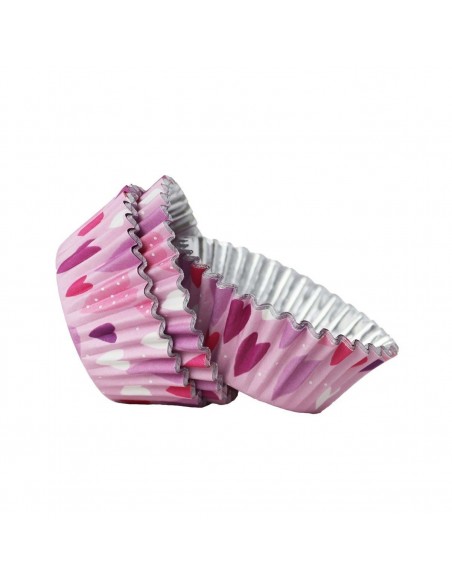 Cápsulas Aluminio Corazones Rosa 30ud PME